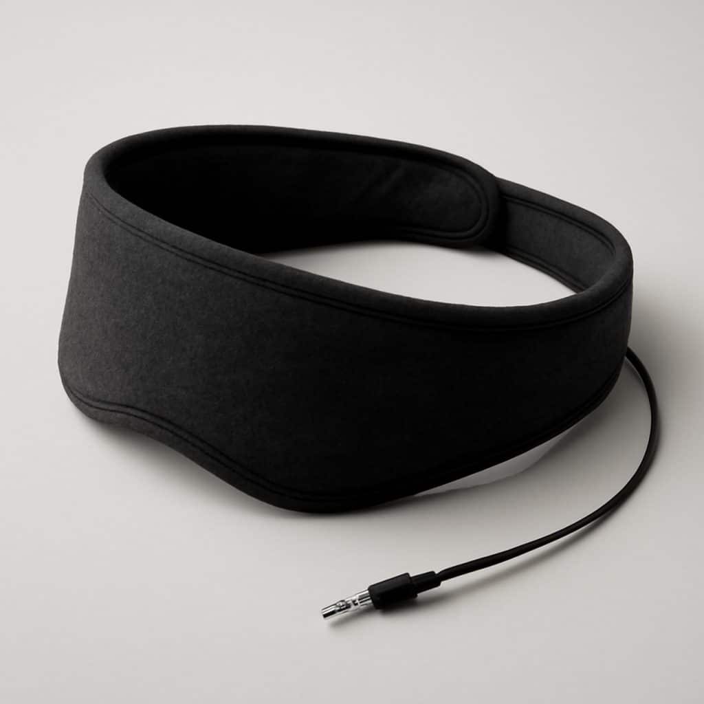 Bandeau masque de sommeil avec écouteurs intégrés présenté seul