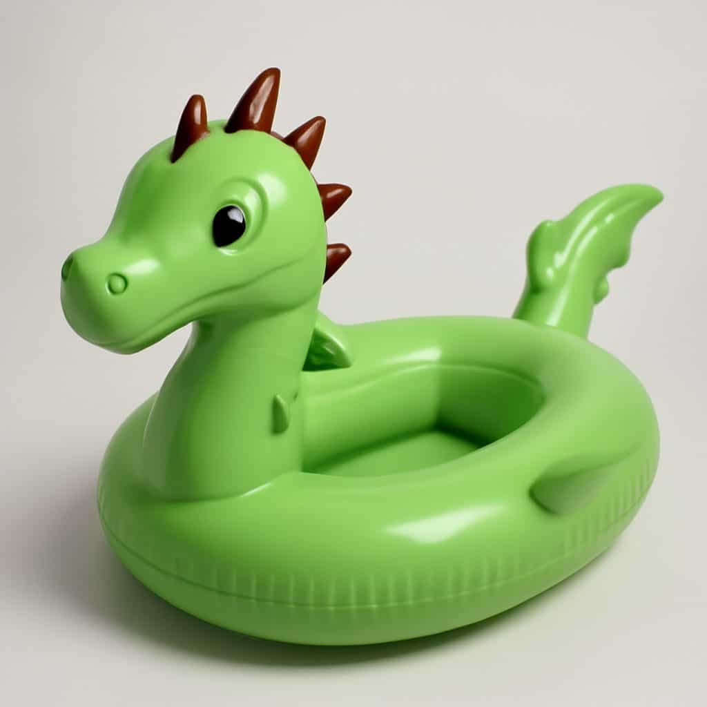 Bouée dragon chevauchable verte présenté seul