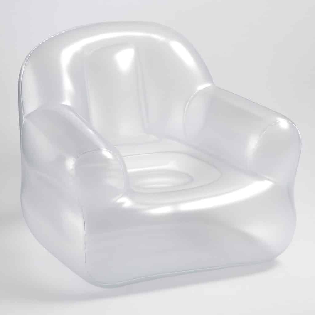 Chaise gonflable transparente pour piscine présenté seul
