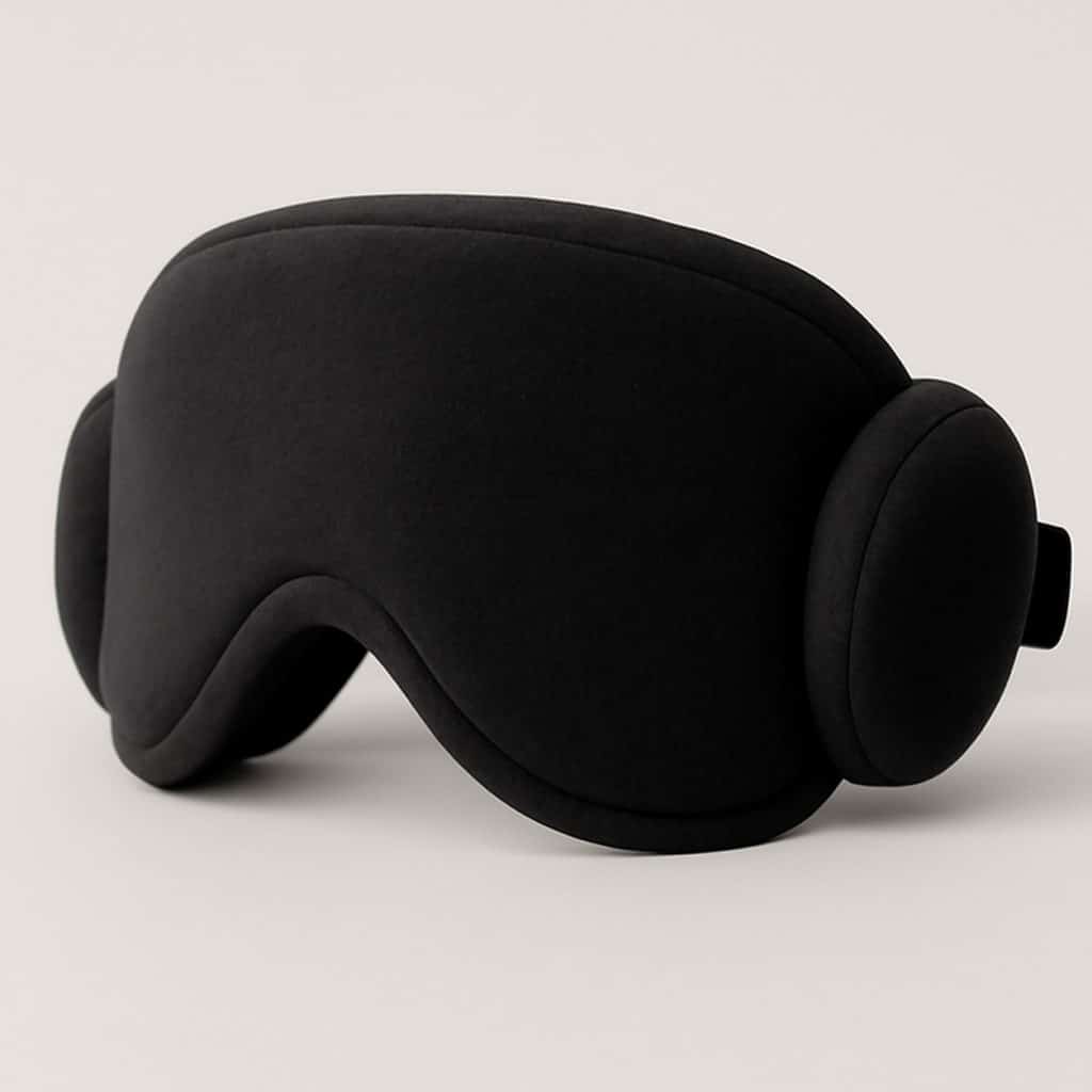 Masque de nuit avec cache-oreilles anti-bruit présenté seul