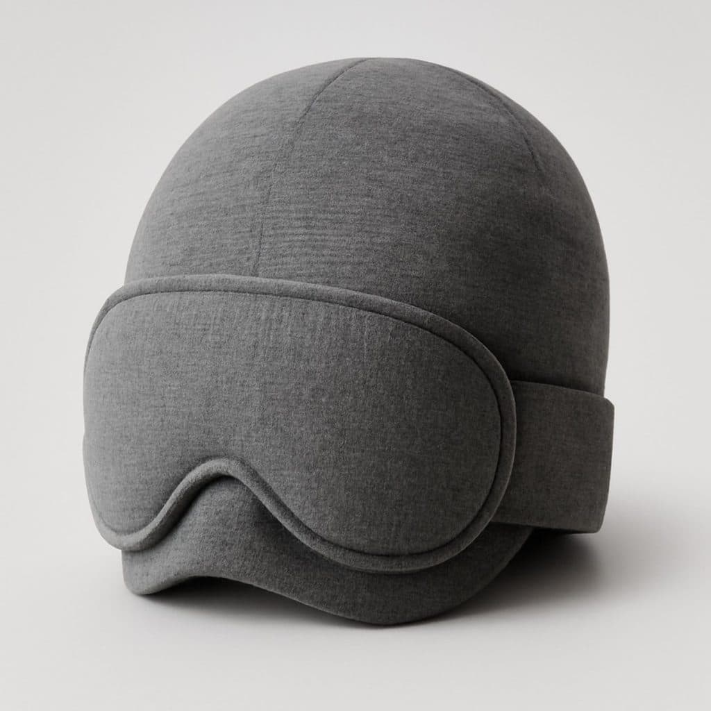 Masque de sommeil avec bonnet intégré présenté seul
