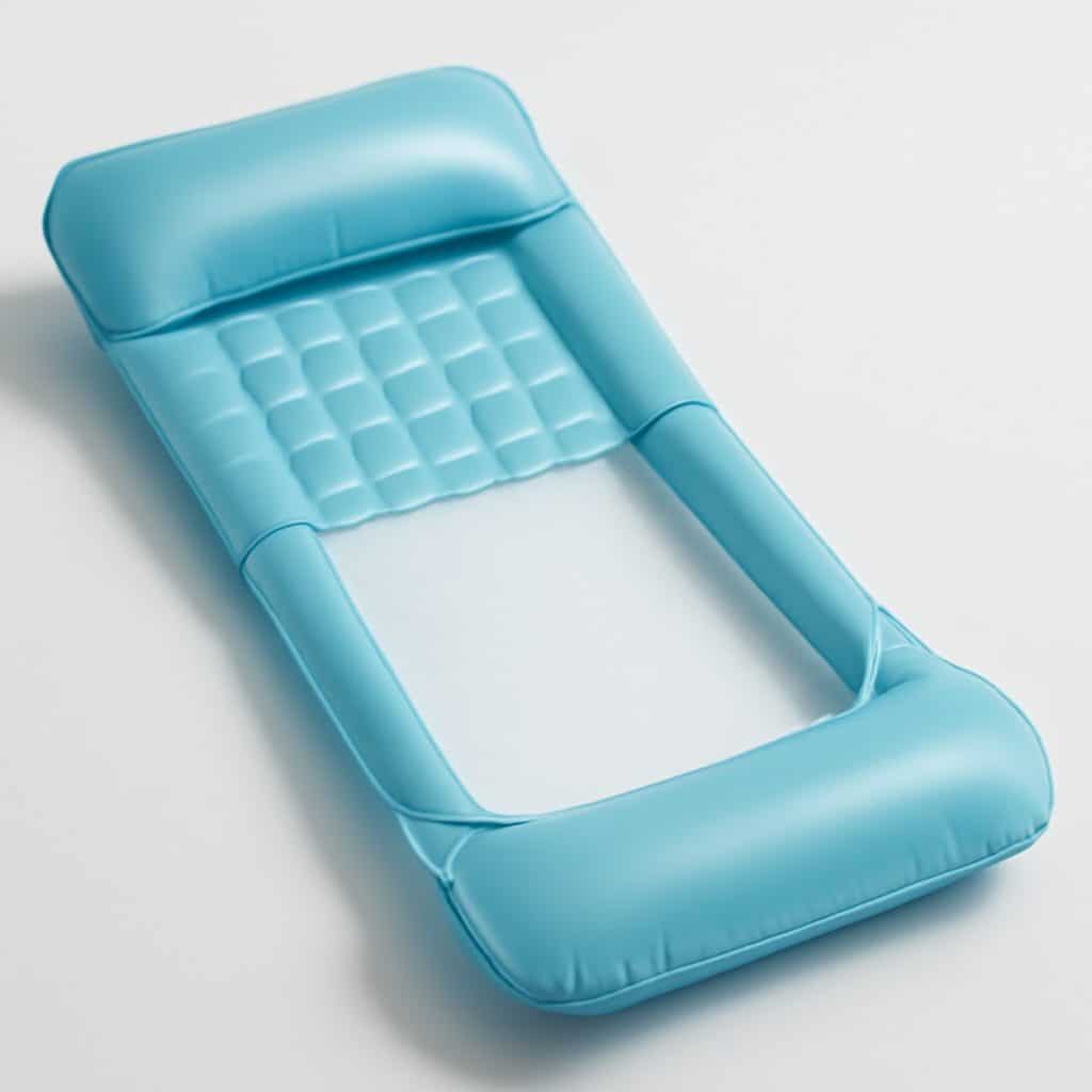 Matelas gonflable 3 en 1 violet et vert présenté seul