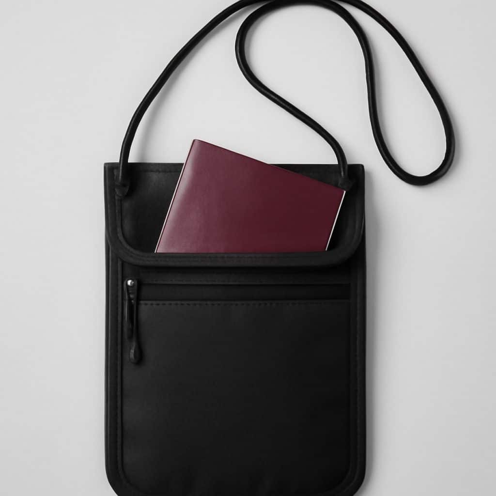 Pochette tour de cou antivol pour passeport présenté seul