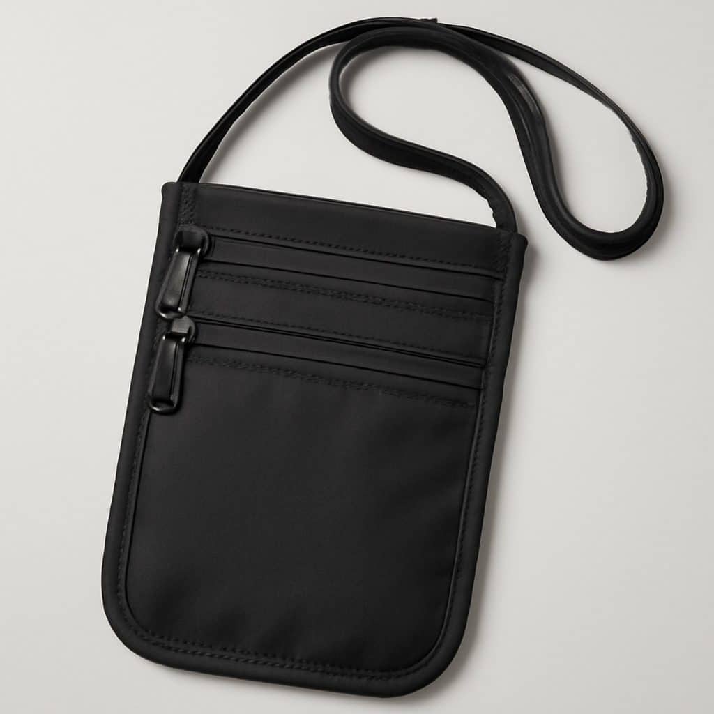Pochette tour de cou de voyage sécurisée présenté seul