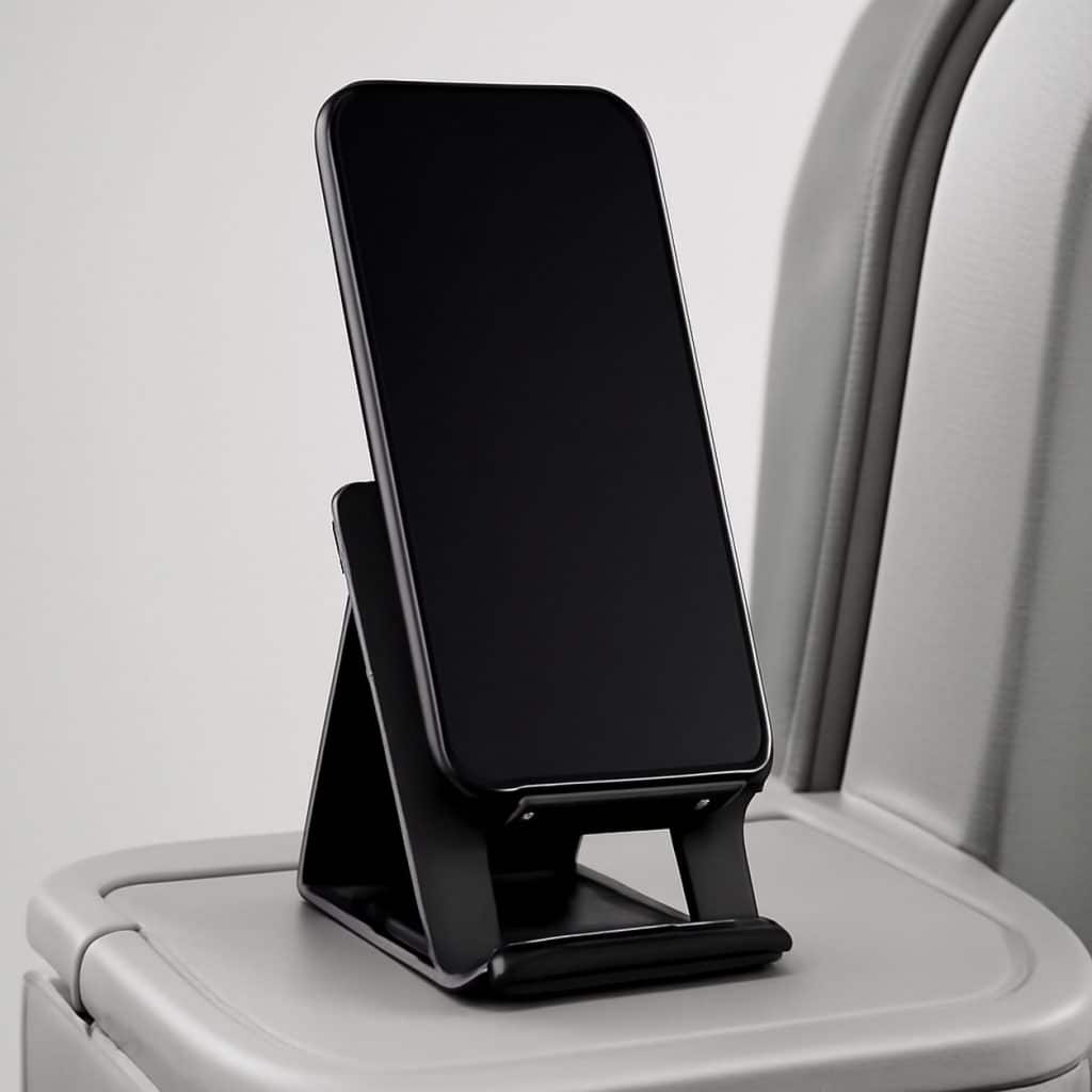 Support pliable pour téléphone en avion présenté seul
