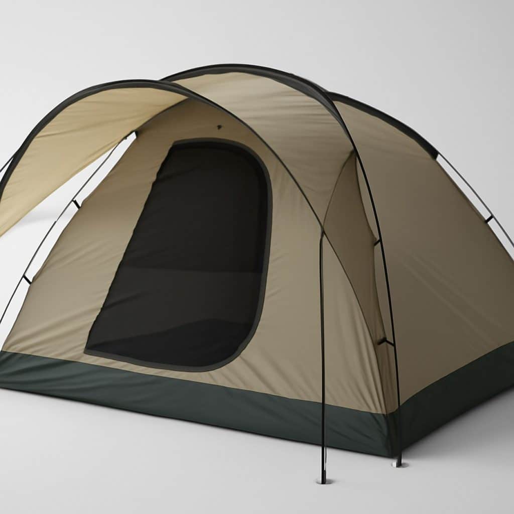 Tente de camping 4 personnes avec auvent présenté seul