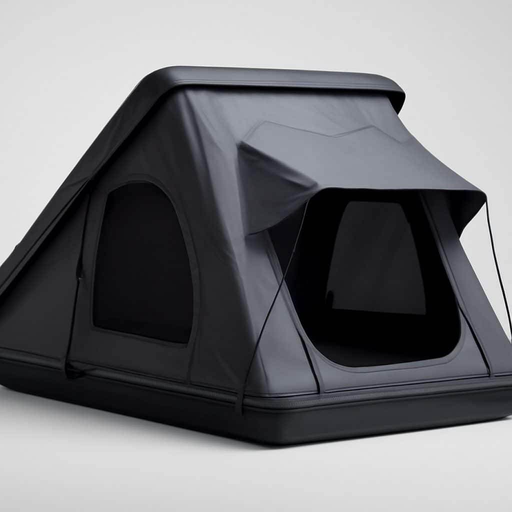 Tente de toit compacte bleu océan présenté seul