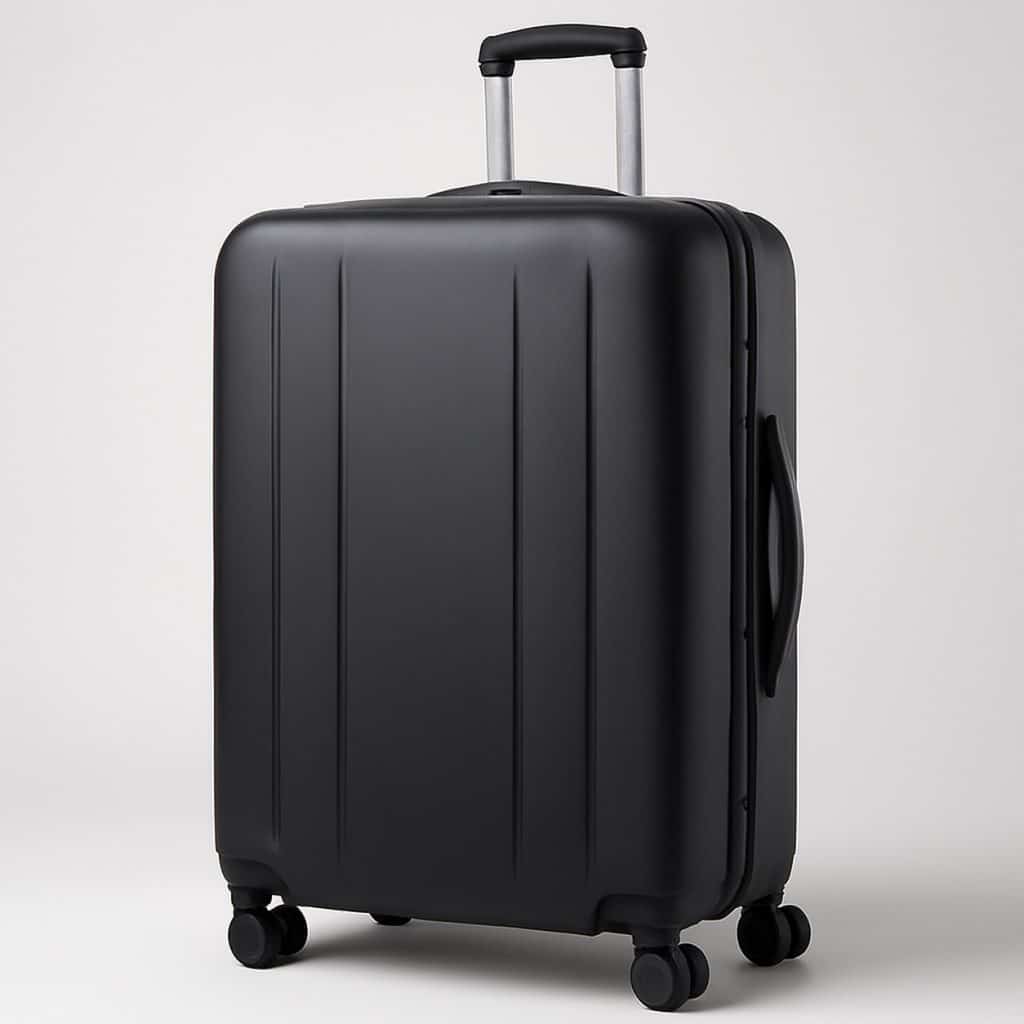 Valise rigide grand format à roulettes présenté seul